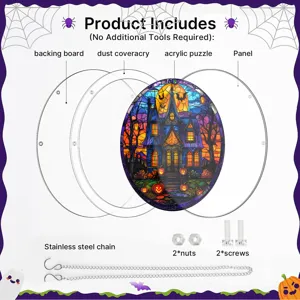 Halloween acrilico puzzle atrapasuecos estilo vidriera decoracion ventana accesorios.