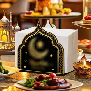 Houten servettenhouder detail, Ramadan islamitische stijl tafel tissue opbergdoos.