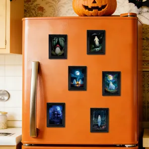 Halloween 3D Geist magnetische Kühlschrankaufkleber Retro Bilderrahmen Notiztafel Deko Set.