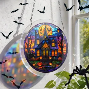 Atrapasol de acrílico para Halloween Casa encantada Decoración de ventana fiesta