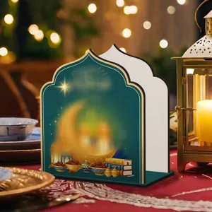 Houten Ramadan servettenhouder met oosters design voor prachtige tafeldecoratie thuis.