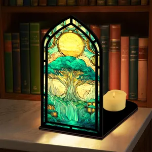 Inserto per libreria fermalibri con design di albero fantastico e calda illuminazione a LED.