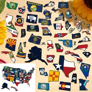 US state map magnetic refrigerator stickers, travel souvenir souvenir puzzle educational toys