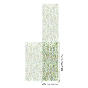 Static window privacy film green leaf frosted glass sticker 43x100cm home decor