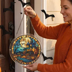 Halloween acrilico atrapasol ventana colgante vidriera casa embrujada decoracion