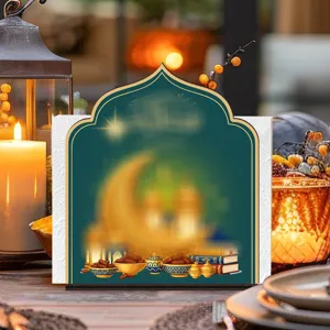 Houten Ramadan servettenhouder tafeldecoratie, islamitisch feest boog design tissuebox.