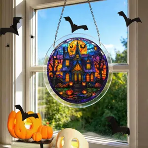 Halloween Acrilico Atrapasol Colgante Decoracion Ventana Diseno Casa Encantada