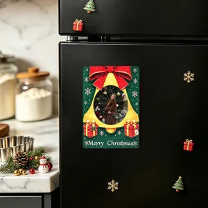 Christmas magnetic photo frame wooden 3D holiday refrigerator sticker decoration for home
