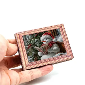 Kerst oplichtende fotolijst koelkastmagneet houten magnetische vakantie decoratie