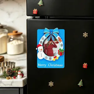 Christmas magnetic photo frame wooden holiday fridge sticker festive home kitchen decor