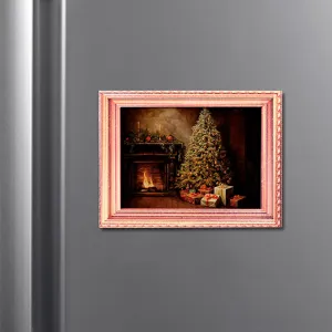 Kerst lichtgevende fotolijst koelkastmagneet, houten magnetische feestelijke decoratie.