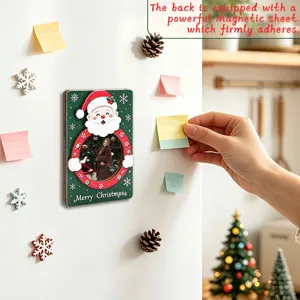 Christmas wooden magnetic photo frame refrigerator sticker, festive home decor and memo holder.