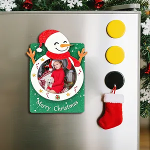 Christmas wooden magnetic photo frame fridge sticker festive holiday home decoration