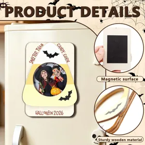 Halloween wooden magnetic photo frame candy corn fridge magnet for holiday home decor display.