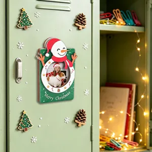 Christmas magnetic wooden photo frame snowman locker decor holiday picture frame magnet set