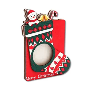 Christmas wooden 3D magnetic photo frame fridge magnet holiday decoration for home