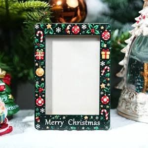 Christmas wooden magnetic photo frame festive fridge magnet holiday home decor picture display
