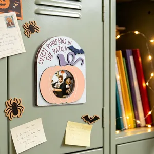 Halloween wooden magnetic photo frame pumpkin shape festival home decor refrigerator sticker
