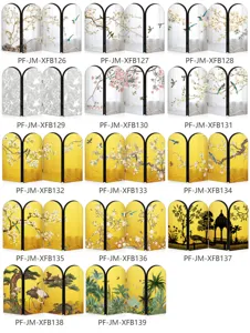 Details view of Chinese style mini folding screen table decor with traditional floral patterns.