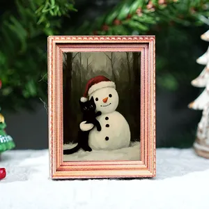 Kerst verlichte fotolijst koelkastmagneet hout feestelijke decoratie detailweergave