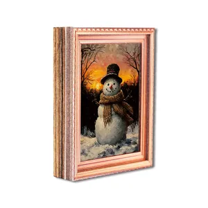 Kerst lichtgevende houten koelkastmagneet fotolijst rustieke vakantie decoratieve