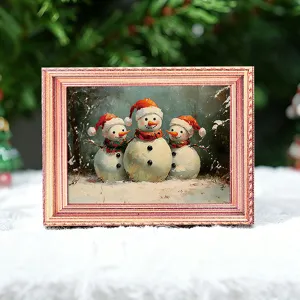 Kerst houten lichtgevende fotolijst koelkastmagneet, decoratief vakantieornament.
