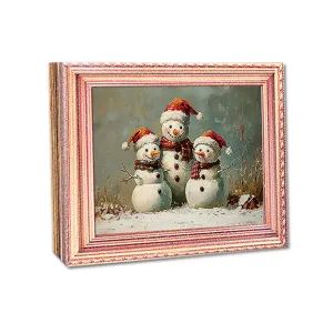 Kerst houten fotolijst koelkastmagneet met schattig sneeuwman ontwerp voor feestelijke decor.