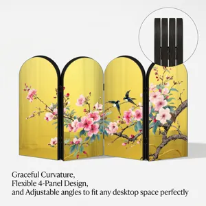 Creative Chinese style acrylic folding screen desktop decoration with elegant floral art design.