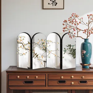 Desktop Mini Four-Panel Folding Screen Chinese Style Tabletop Decor Art Display