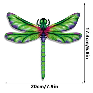 Metal dragonfly wall art hanging outdoor garden yard home decor sculpture ornament 17.3x20cm