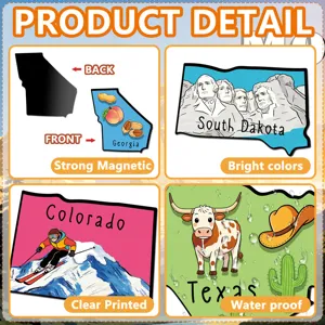 US state magnetic fridge magnets set, cultural travel souvenir stickers, strong magnets.