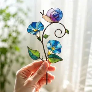 Piquet de plante escargot belle-de-jour en verre teinté pour le jardin et déco maison.
