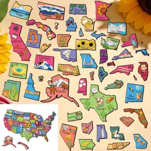 US State Magnetic Puzzle Fridge Sticker Educational Geography Travel Map Toy Detail View