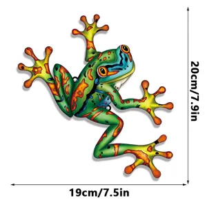 Colorful metal frog wall hanging art sculpture for garden patio indoor outdoor home decor 20cm