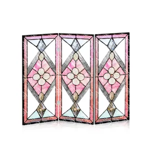 Mini paravent pliant en acrylique translucide motif floral rose decoration de table