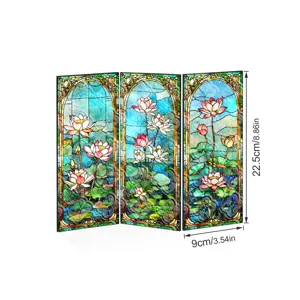 Mini paravent pliage acrylique colore lotus decoration de table ornement pour la maison.