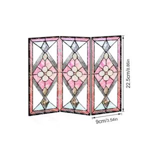 Mini paravent pliant en acrylique translucide decoration de bureau motif floral rose.
