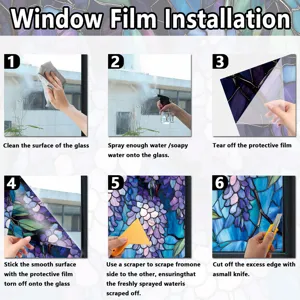 Statische glasraamfolie gekleurd glass decoratieve thuisraam sticker installatiegids.