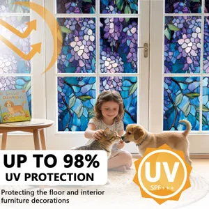 Glasfolie raamfolie met blauwe regen design, statische hechtende UV bescherming.