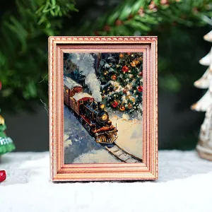 Kerst verlichte fotolijst koelkastmagneet, houten magnetische vakantie huisdecoratie.