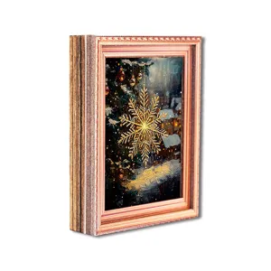 Kerst oplichtende houten fotolijst koelkastmagneet feestelijke decoratie wandsticker