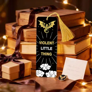 Acrylic book mark with gold dragon motift and tassel, perfect reading accessory gift.