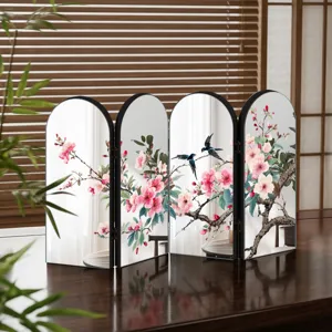 Creative Chinese style acrylic folding screen table ornament with plum blossom pattern.