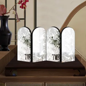 Desktop mini folding screen ornament Chinese style mirror decorative display piece for home