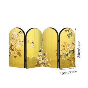 Decorative acrylic Chinese style folding screen desktop ornament with gold mirror finish.
