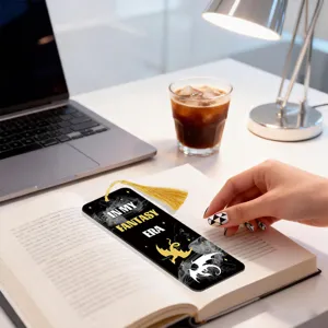 Creative acrylic bookmark with tassel, fantasy dragon design, stylish page marker for reading books.