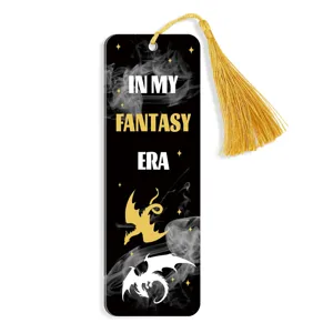 Stylish acrylic bookmark featuring a fantasy dragon design and golden tassel for reading lovers.