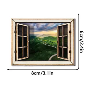 3D houten magnetische koelkaststicker landschap venster ontwerp home decor 8x6cm