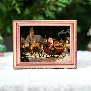 Kerst lichtgevende fotolijst koelkastmagneet, houten magnetische koelkaststicker decoratie.