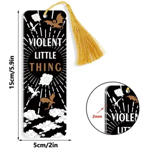 Acrylic dragon bookmark with gold tassel, 15cm stylish black reading page marker gift.